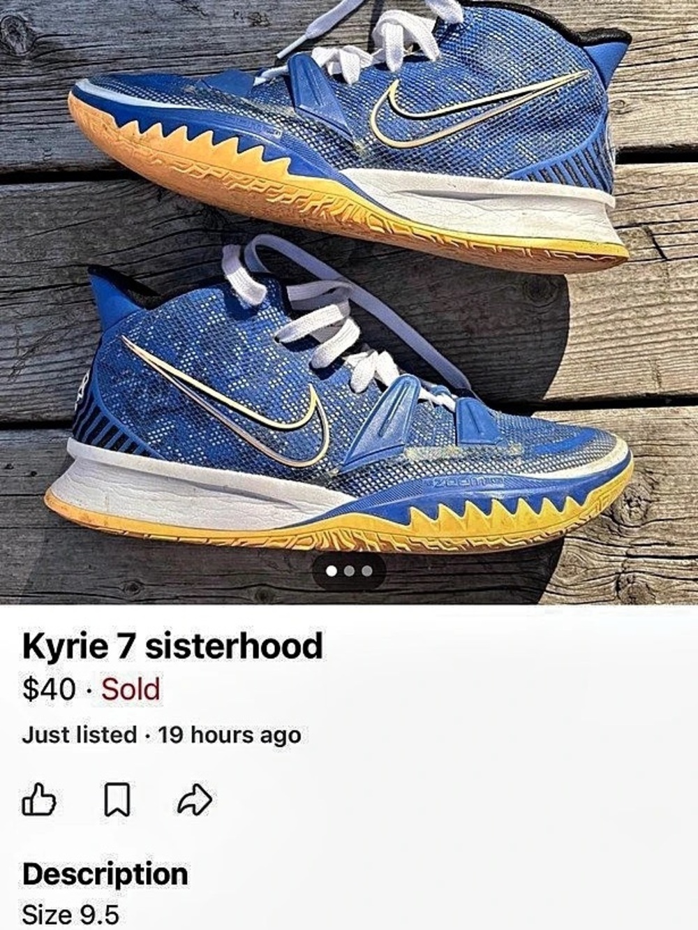 Nike Kyrie 7 Sisterhood Sneakers Blue & Yellow Mens US 9.5